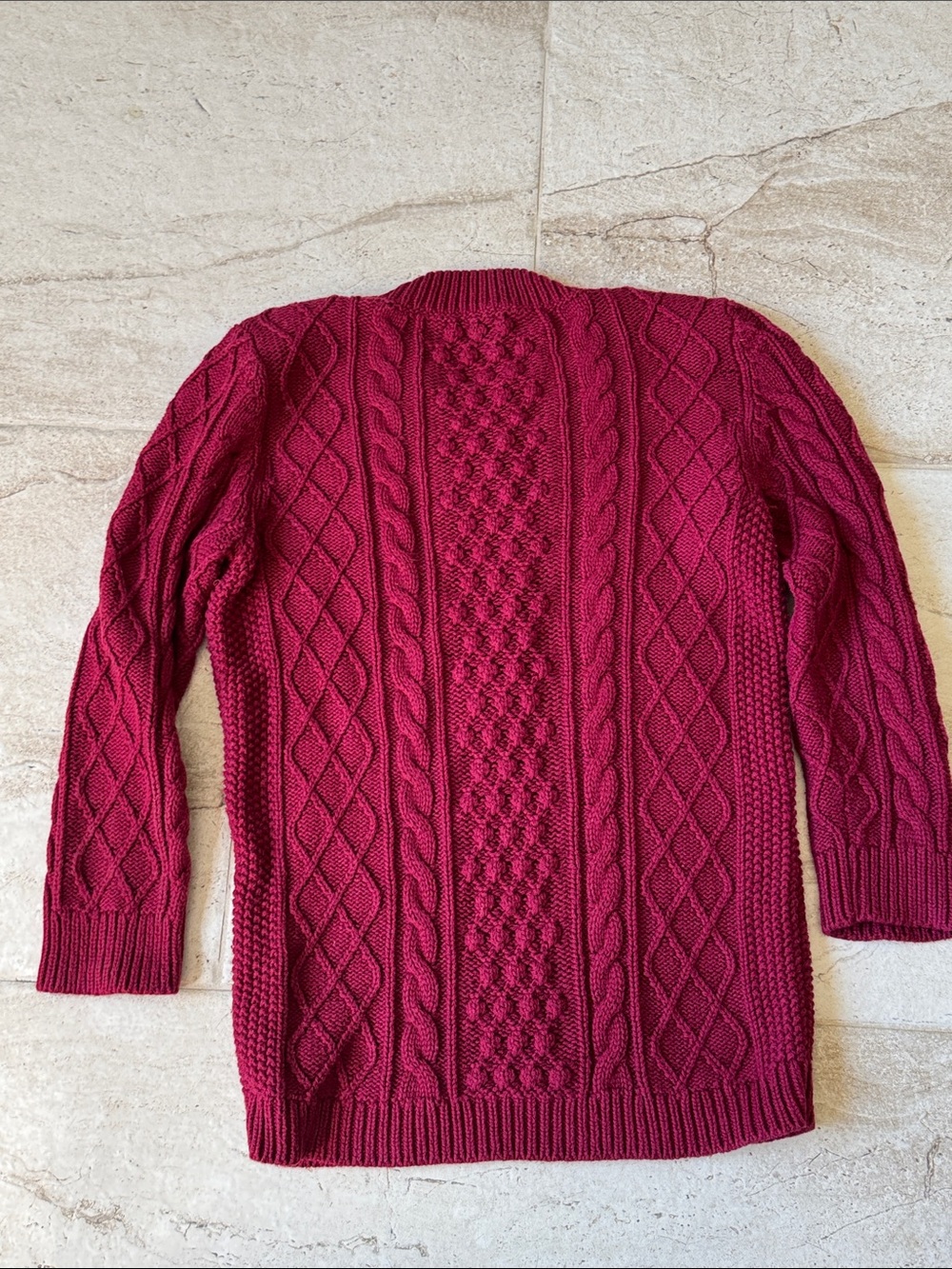 Talbots Cable-Knit Crewneck Sweater - Raspberry - Picture 5 of 5